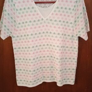 Alfred Dunner Kids' Pink and Green Patterned Tee